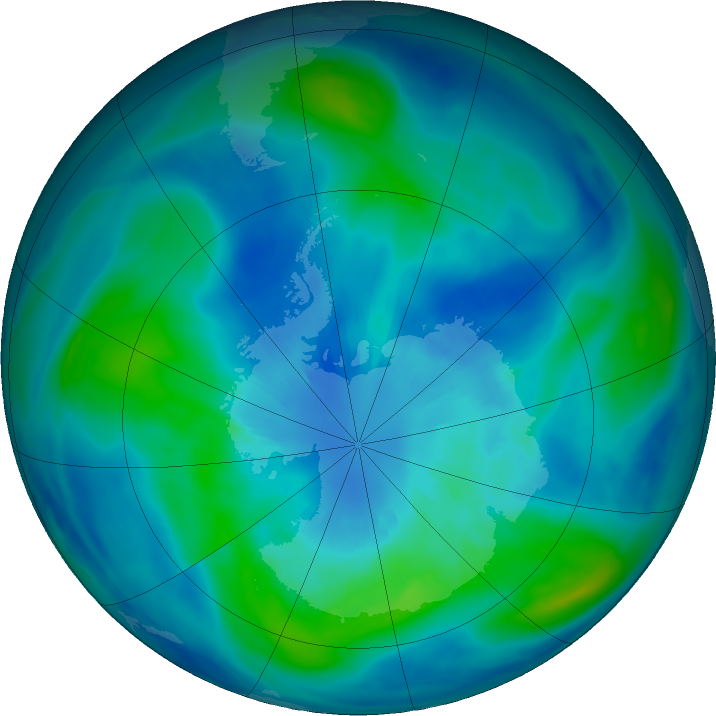 Antarctic ozone map for 30 March 2022